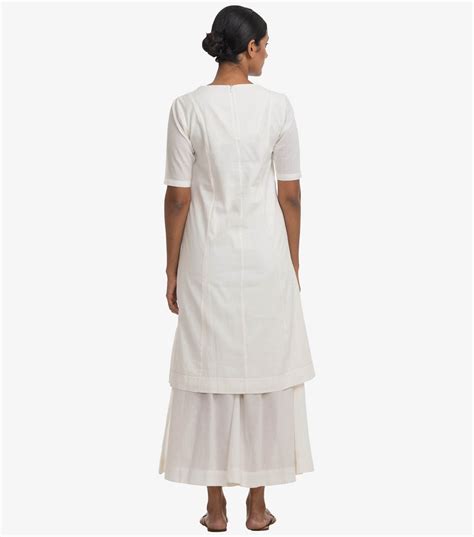 White cotton kurta & Palazzo suit set – Tulsi Online