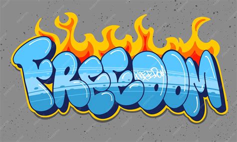 Premium Vector | Freedom Graffiti Bubble style hand drawn lettering