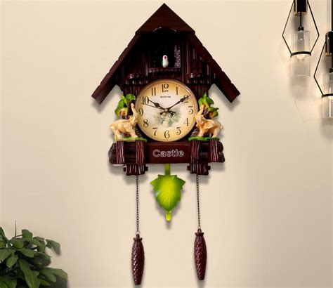 Buy Brown Pendulum Cuckoo Wall Clock With Bird Alarm Hourly Sound at 25 ...