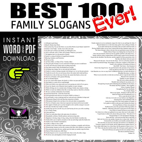 100 Family Reunion Slogans | Word & PDF Download - Etsy