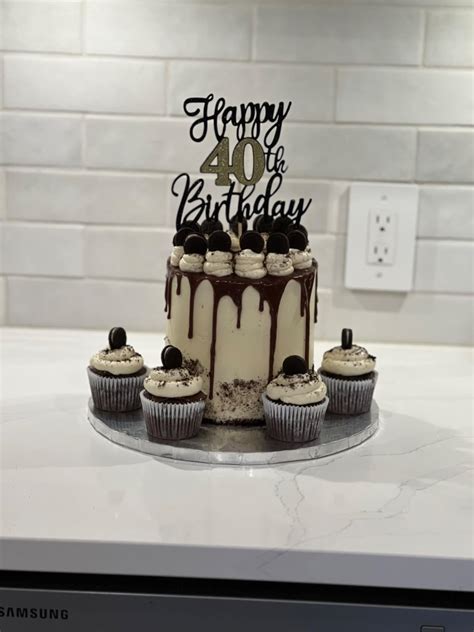 ZHUOWEISM 1 PCS Happy 40th Birthday Cake Topper Black Gold Glitter ...