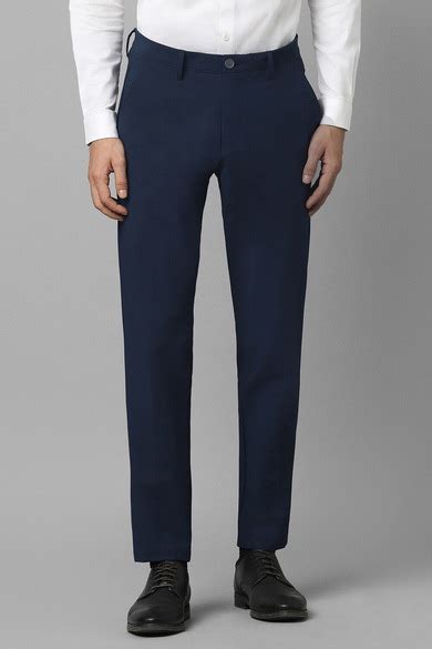 Buy Men Navy Slim Fit Solid Flat Front Casual Trousers Online - 965053 ...
