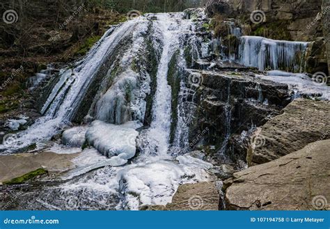 Winter View of the Upper Roaring Run Falls Stock Photo - Image of ...