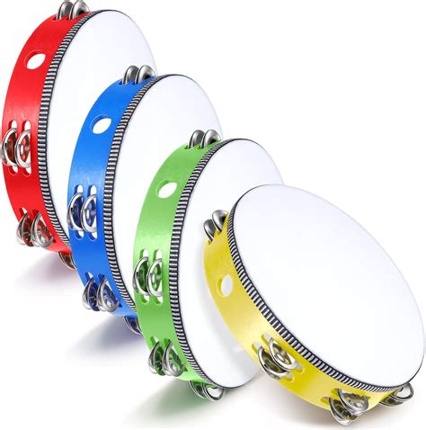 Amazon.com: Boao 4 Pcs Tambourines for Adults 10 Inch Double Row Bell ...