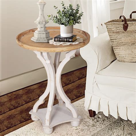 Farmhouse End Tables Living Room Set of 2, Round Side Tables Bedroom ...