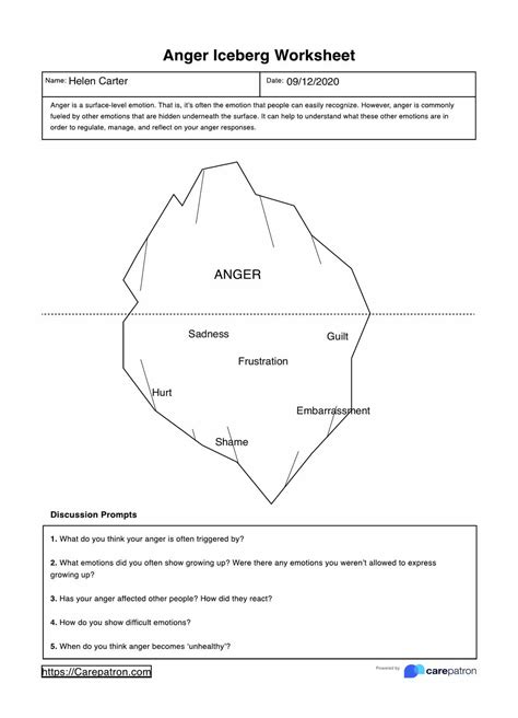 Anger Iceberg Worksheets & Example | Free PDF Download