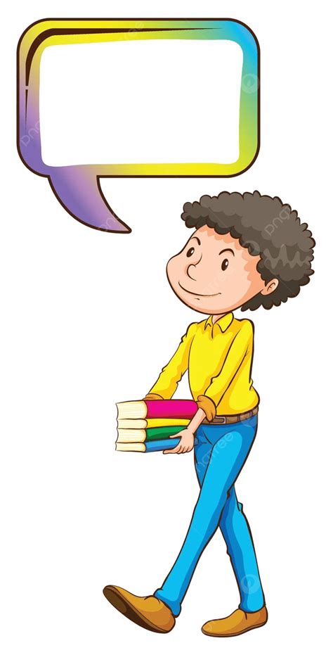 Man And Books On White Carry Bubble Vector, On White, Carry, Bubble ...