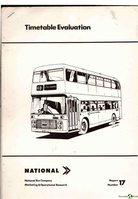 National Bus Company - TIMETABLE EVALUATION 1978 - Timetable World