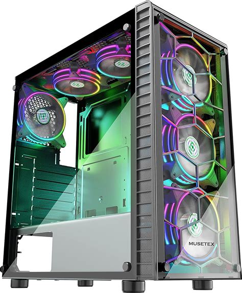 Amazon.in: Buy MUSETEX ATX Mid-Tower PC Gaming Case-6 RGB LED Dual Fans ...
