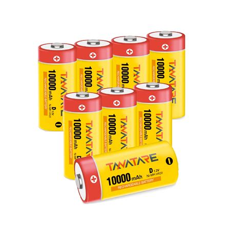 8 Count Rechargeable D Batteries 1.2V High Capacity 10000mAh NiMH D ...