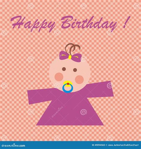 Happy birthday, baby girl stock vector. Illustration of background ...