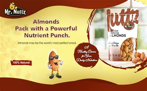 Mr.NUTTZ Premium California Almonds 500g Pack Pouch | High Fiber ...