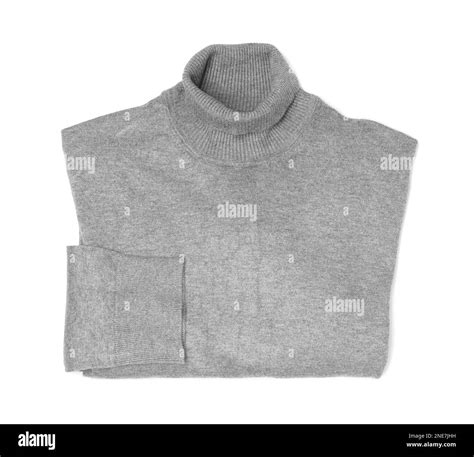 Folded grey cashmere sweater isolated on white, top view Stock Photo ...