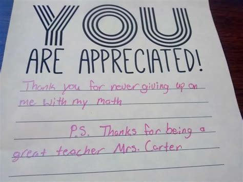 You are Appreciated - Free Printable Thank You Notes for Teacher ...