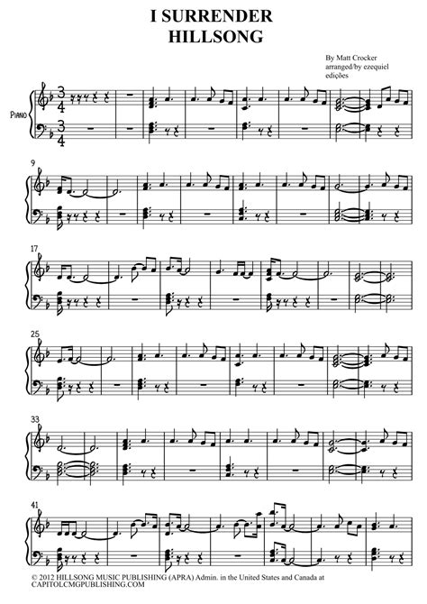 I Surrender Hillsong Chord Chart