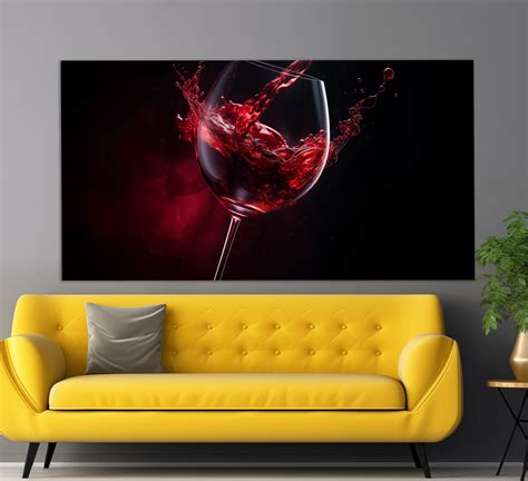 Wine Wall Art, Abstract Red Wine Glass Canvas Print, Kitchen Wall Decor ...