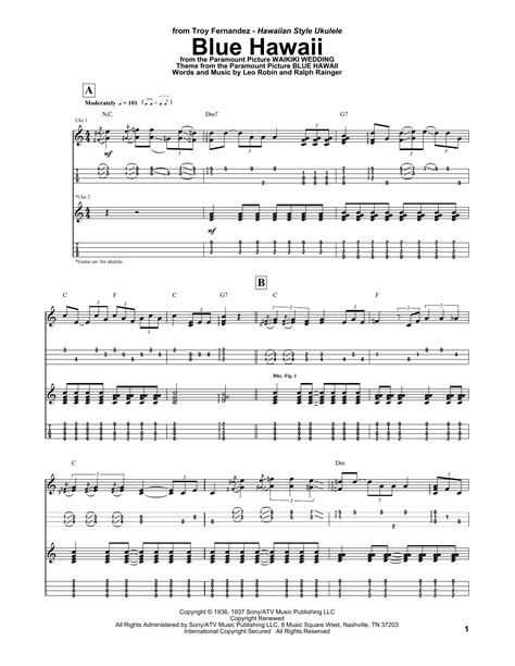 Blue Hawaii (Ukulele Tab) - Print Sheet Music Now
