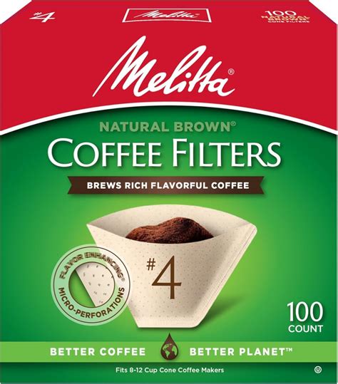 Amazon.com: Melitta #4 Cone Coffee Filters, Unbleached Natural Brown ...