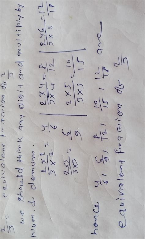 Equivalent fractions of 2/3 find 5 - Brainly.in