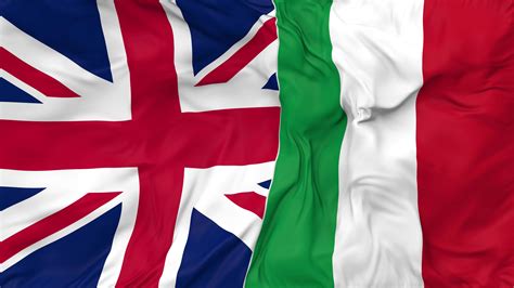 United Kingdom and Italy Flags Together Seamless Looping Background, Looped Bump Texture Cloth ...