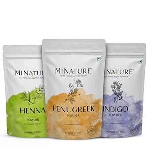 Buy mi nature Combo of Organic Henna, Fenugreek, & Indigo Powder| Pure ...