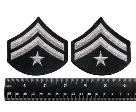 CORPORAL RANK INSIGNIA WITH STAR UNIFORM STRIPES PATCHES (GREY-SILVER ...