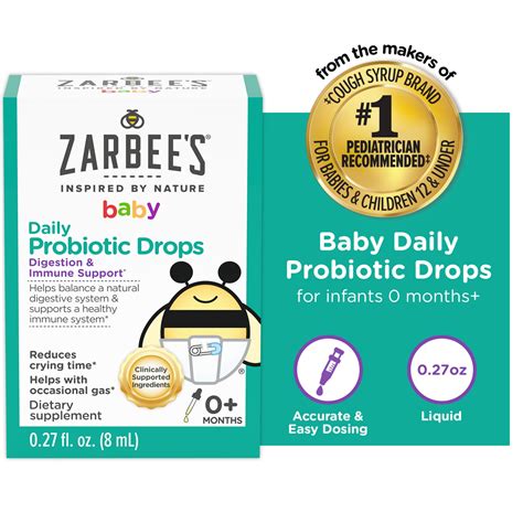 Zarbee's Baby Probiotic Drops, Digestion & Immune Support*, 0.27 fl oz ...