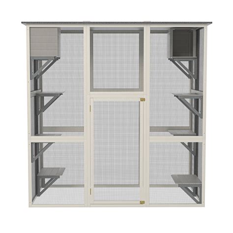 One Allium Way® Gray Wooden Cat Enclosure For Outdoor, Roof, 6 ...