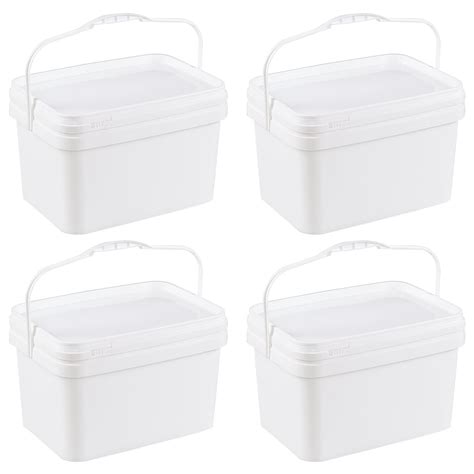 Saedy 2.6 Gallon Food Grade Bucket with Lid, Rectangular Plastic ...