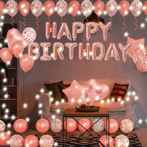 Happy Birthday Decorations for Women Girls, String Lights Happy Birthd ...