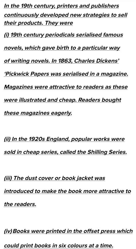 Describe any five strategies developed by the printers and publishers ...
