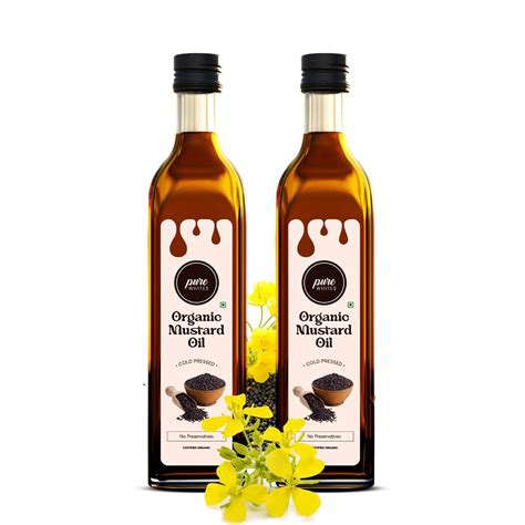 Pure Whites Organic Kachi Ghani Mustard Oil (1L, Pack of 2) | Cold ...