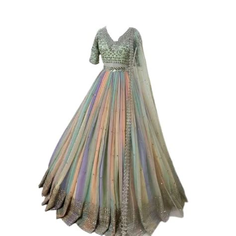 Buy Womens Georgette Icw Multicolour Attractive Bridal Wedding Semi ...