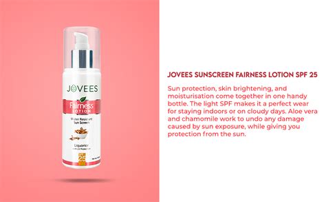 Jovees Water Resistant Sun Screen Fairness Lotion SPF 25 100 ml ...