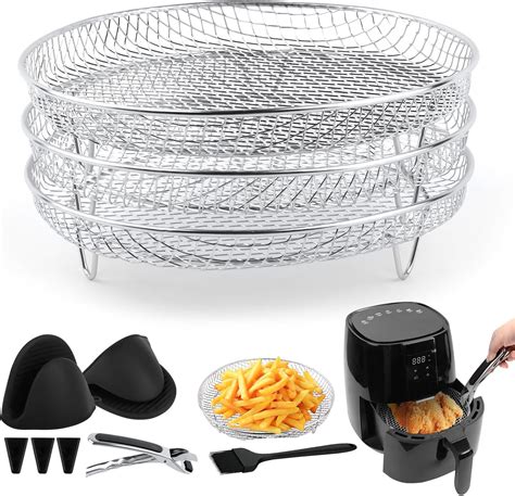 Pack of 3 Air Fryer Racks, Round Air Fryer Stand, Hot Air Fryer ...