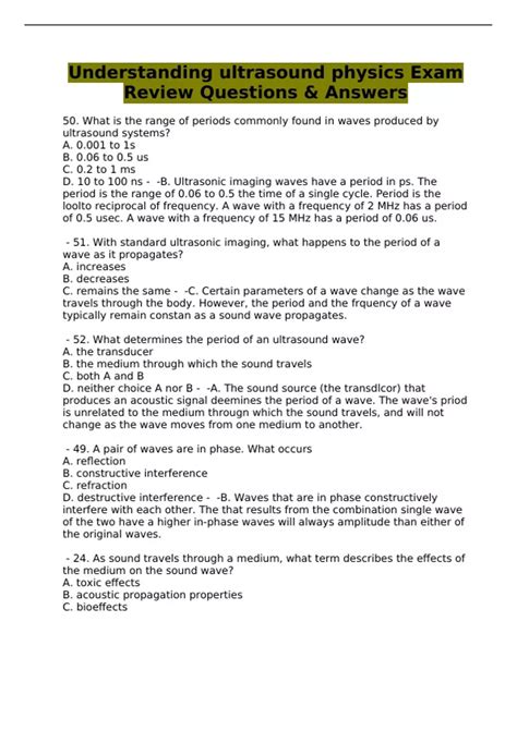 Understanding ultrasound physics Exam Review Questions & Answers ...