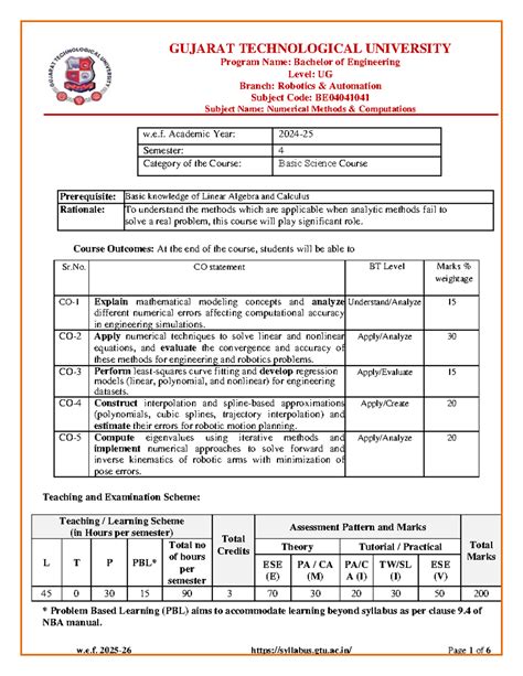 Numerical Methods Computations Syllabus - BE04041041 - Studocu