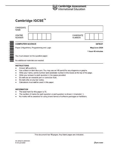 Image result for IGCSE Computer Science Paper 2