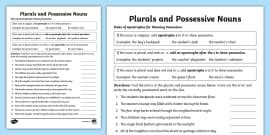 Possessive Nouns Worksheet for 3rd-5th Grade