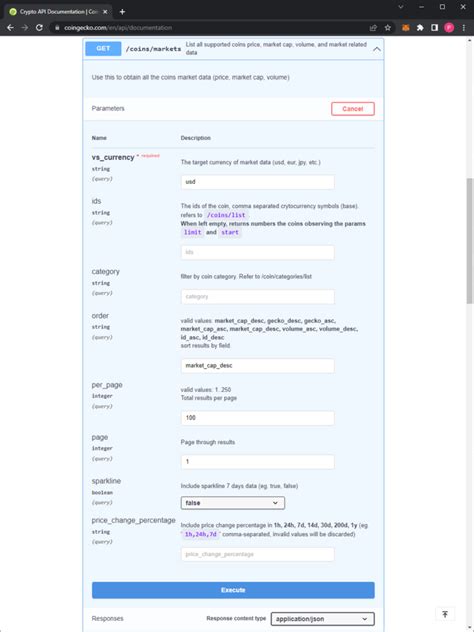 Coingecko Excel API 的图像结果