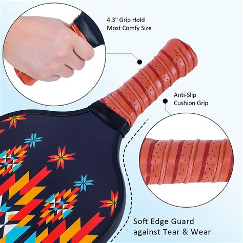 Buy Pickleball Paddles Set - Pickleball Set of 2 Fibergalss Rackets 4 ...