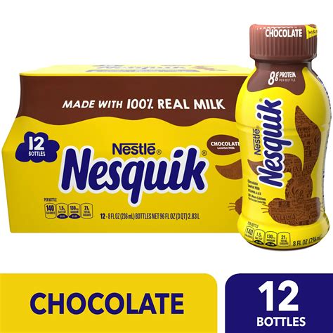 Nesquik Milk Chocolate Lowfat 8 Fl Oz 12 Pt 236 Ml Flavored Milk