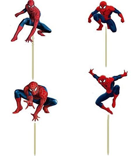 Buy Spiderman Cupcake Toppers Birthday Decoration Theme -Picks 24 pcs ...