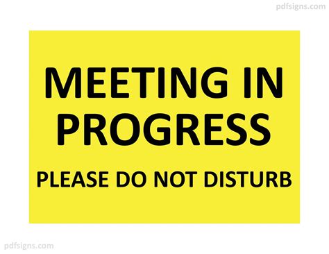 Meeting In Progress Sign Printable Free - Free Printable