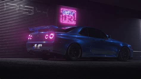 Stunning Midnight Purple Nissan Skyline GTR R34 4K Wallpapers