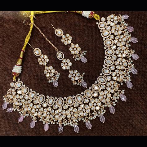 Amoliya Jewels Designer Polki Kundan Stone And Beads Necklace Set ...