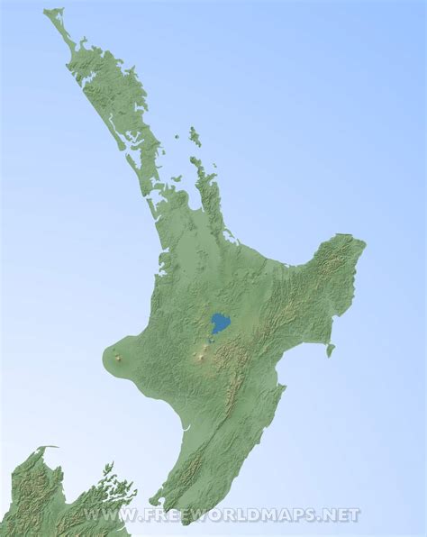 Physical map of New Zealand North Island