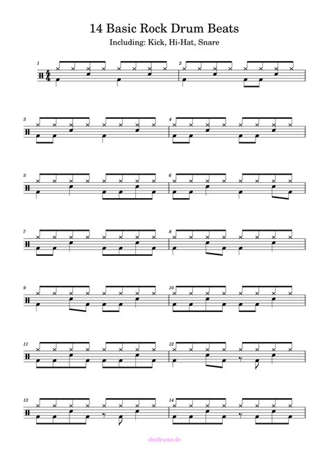 14 Basic Rock Drum Beats (+ Free PDF Notes!) - sHe druMs: Rock The Kit!