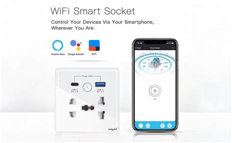Ledgebit WiFi Smart Wall Socket – 13A Glass Panel Outlet with USB-A ...