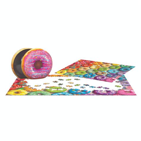 Rainbow Donut Jigsaw Puzzle in Metal Tin - 550pc | Lehman's